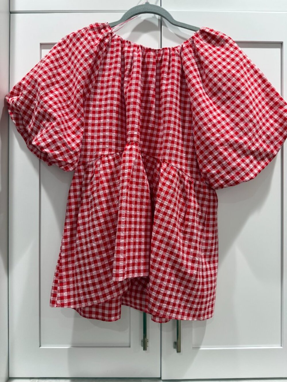 Tuckernuck Pink & Red Gingham Hadley Blouse